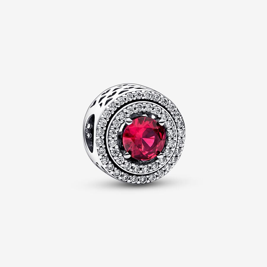 Red Sparkling Leveled Round Charm - Pandora - 792418C01