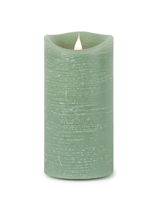 Light Green LED Flameless Candle- 3.5" X 7.75"