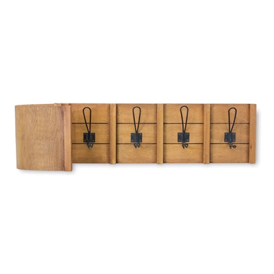 Toboggan Shelf w/Hooks - 31"L X 8"H