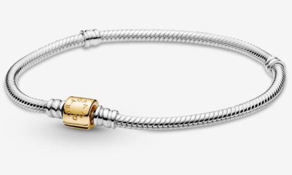 Two-tone Barrel Clasp Snake Chain Bracelet - Pandora