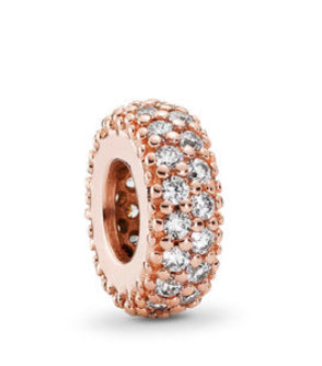 14k Rose Gold-plated Clear Sparkle Spacer Charm - Pandora - 781359CZ