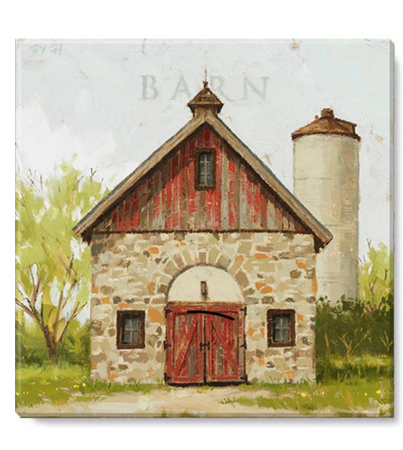 Stone Barn Giclee Canvas Wall Art- 14”x14”
