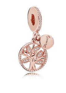 14k Rose Gold-plated Sparkling Family Tree Dangle Charm - Pandora - 781728CZ