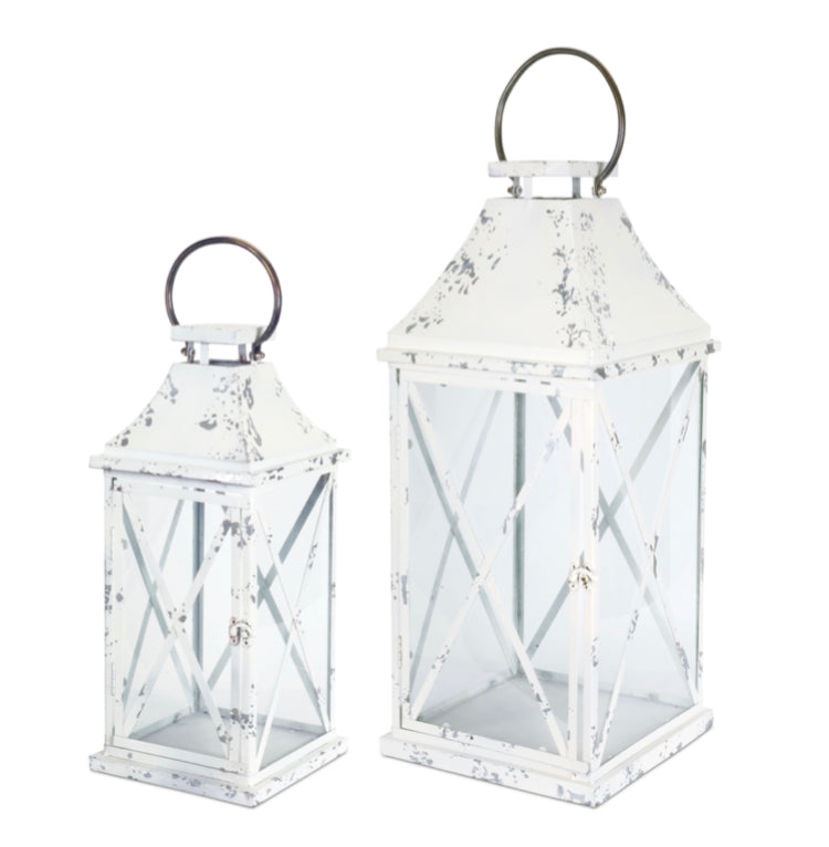 White Metal Lantern (2 Sizes)