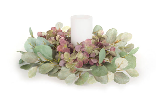Hydrangea-Eucalyptus Candle Ring-13.75"D