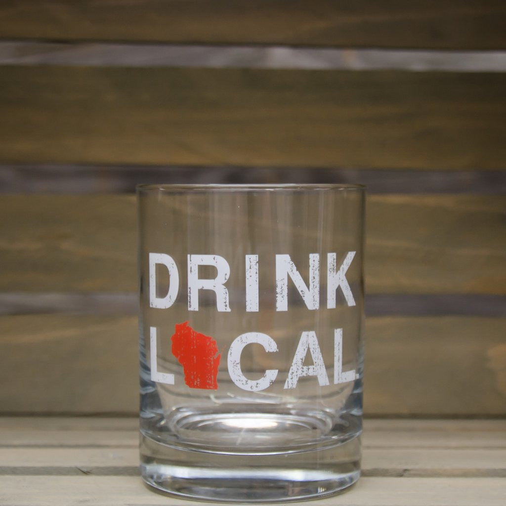 WI Wisconsin Rocks Glass Drink Local Design