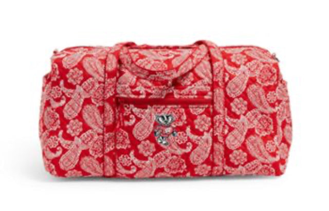 Large Travel Duffel Bag-Red/White Bandana with University of Wisconsin-Vera Bradley