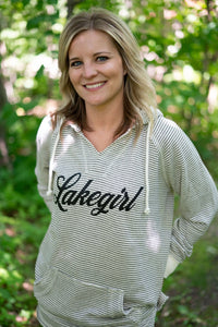 Lakegirl - Striped Weekender Hoodie Sweatshirt - Gray