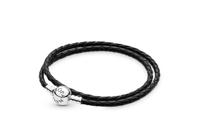 Double Black Leather Bracelet - Pandora - 590745CBK-D