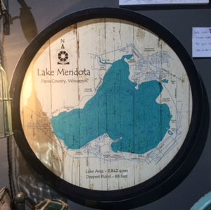 Lake Mendota - Barrel End Style Lake Art - 23" Round
