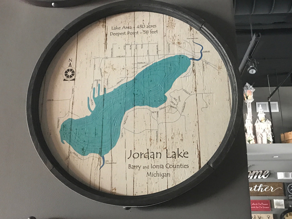 Jordan Lake - Barrel End Style Lake Art - 23" Round