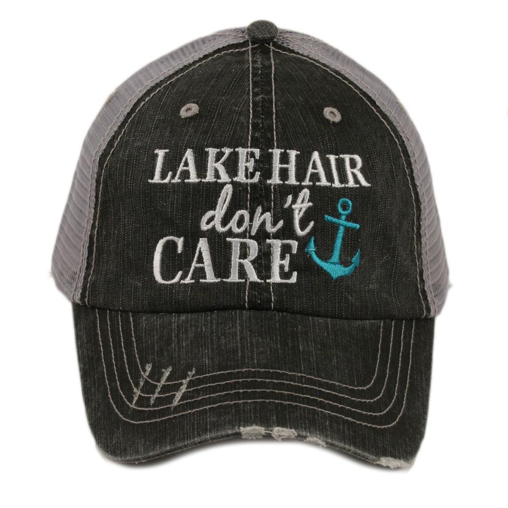 Kids Lake Hair Don't Care Trucker Hat Grey Teal