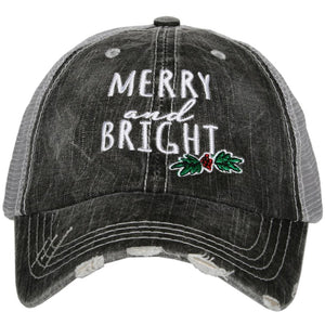 Merry and Bright Trucker Hat- Gray