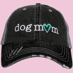 Dog Mom Trucker Hat - Grey and Mint