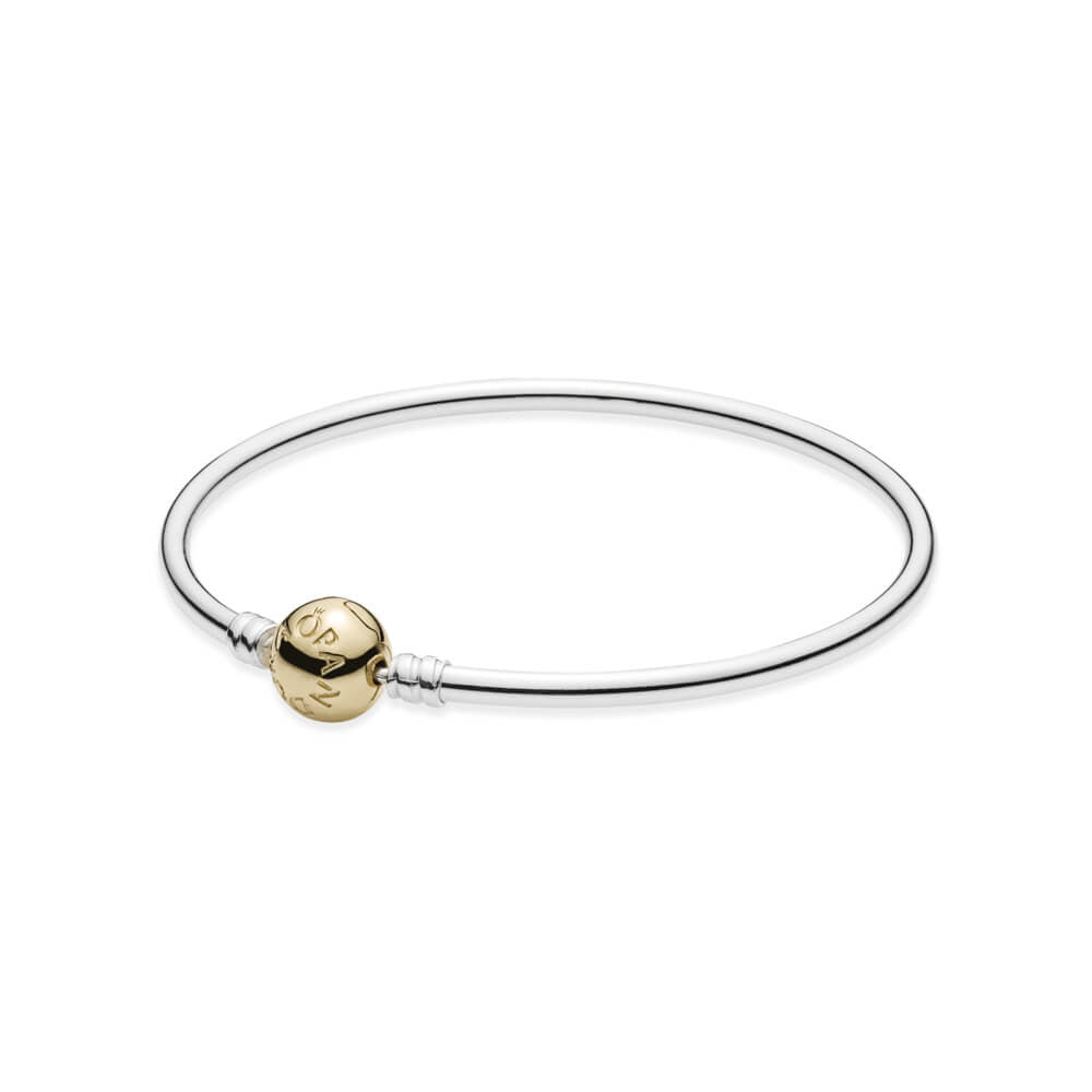 Silver Bangle Charm Bracelet with 14K Gold Pandora Clasp Sterling Silver with 14K Gold PANDORA 590718