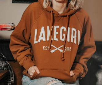Lakegirl - Sanded Fleece Hooded Sweatshirt - Pumpkin