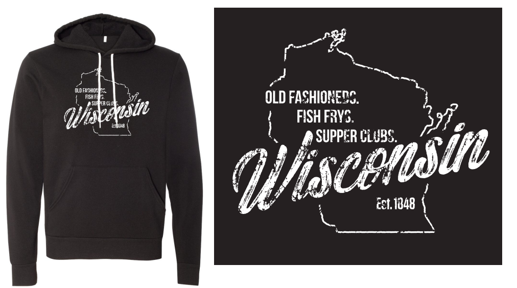 Old Fashioneds, Fish Frys, and Supper Clubs Sweatshirt - Black with White Lettering