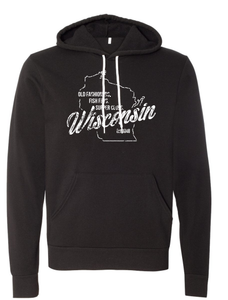 Old Fashioneds Fish Frys and Supper Clubs Sweatshirt Black with White Lettering