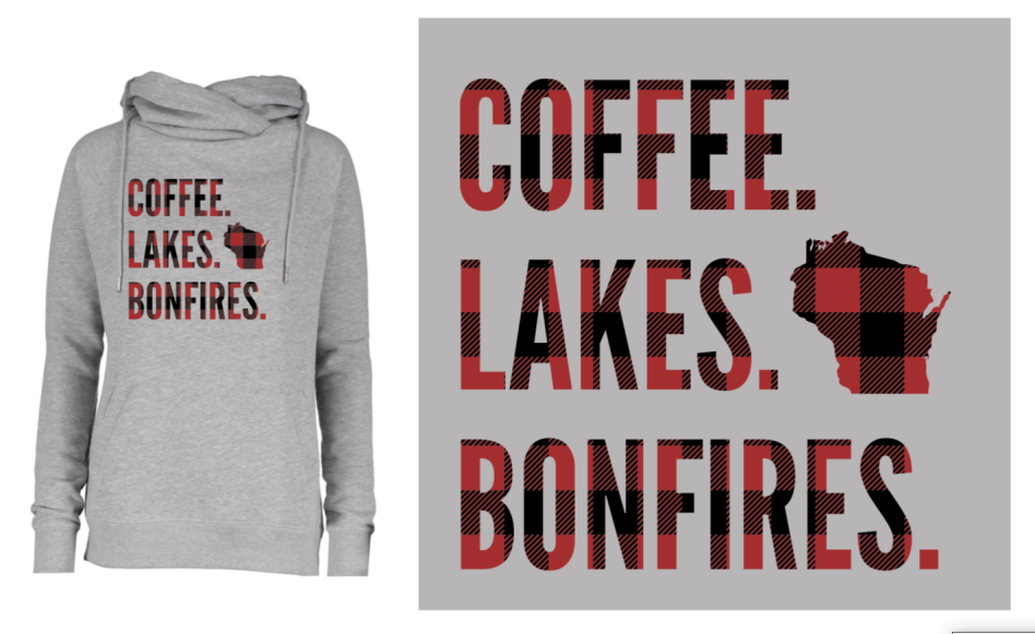 Coffee, Lakes and Bonfires Cowl Neck Sweatshirt