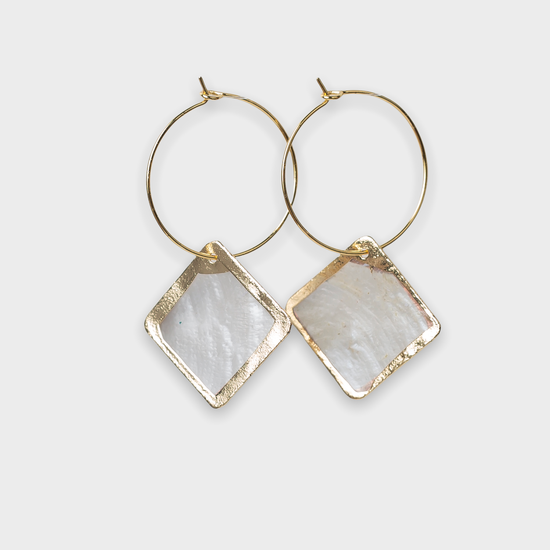 Capiz Shell Earrings, Diamond