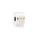 Classic Heart Clip - Sterling Silver and 14K Gold - PANDORA - 792080