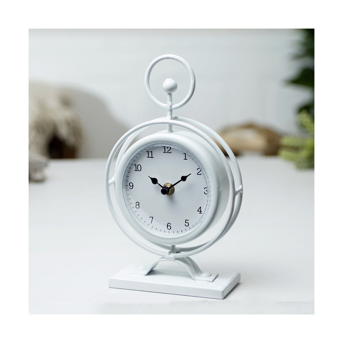 White Mantle Table Clock