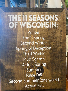 The 11 Seasons of Wisconsin Winter - Wood Sign - 9x12