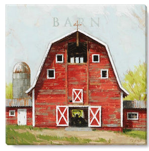 Red Barn Giclee Canvas Wall Art- 14”x14”