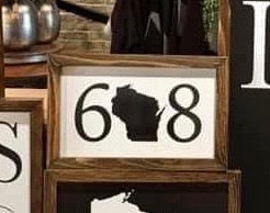 608 Area Code Sign in Dark Stain (2 Background Colors)