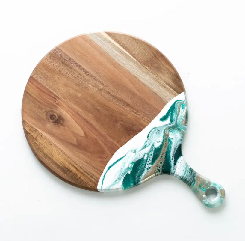 Round 12" Acacia Resin Board- Emerald Jewel