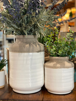 White and Natural Stone Ceramic Vase (2 sizes)