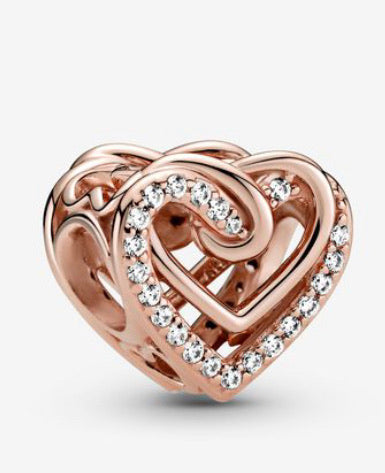 Sparkling Entwined Hearts-Pandora Rose