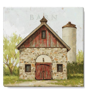Stone Barn Giclee Canvas Wall Art- 9”x9”