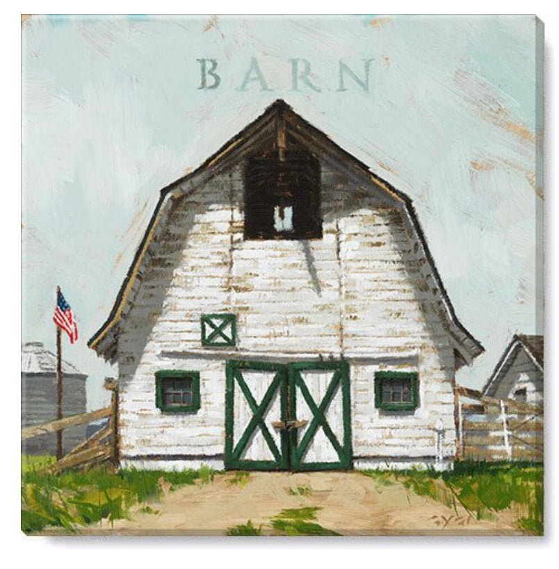 White Barn Giclee Canvas Wall Art- 9”x9”
